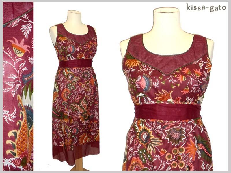 Maxikleid Jula Sommerkleid Kissagato Kleid Gürtel Dunkelrot Rot S M L Xl von kissagato