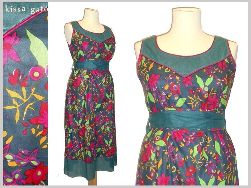Maxikleid Jula Sommerkleid Kissagato Kleid Gürtel Petrol Bunt Pink S M L Xl von kissagato