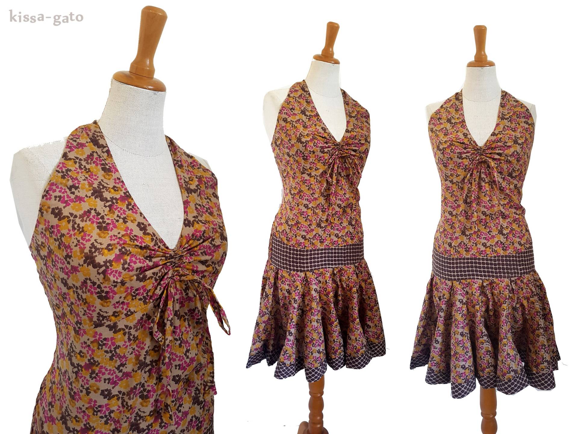 Neckholderkleid Kleid Braun Nougat Knielang Kissagato Neckholder S M L Xl von kissagato