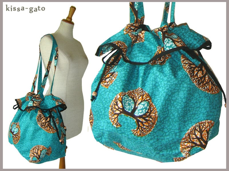 Shopper Tulpe Beutel Tasche Türkis Koralle Orange Ballontasche Kissagato Umhängetasche von kissagato