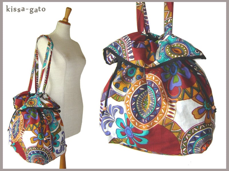 Shopper Tulpe Beutel Tasche Weiß Bunt Hippie Ballontasche Kissagato Umhängetasche von kissagato