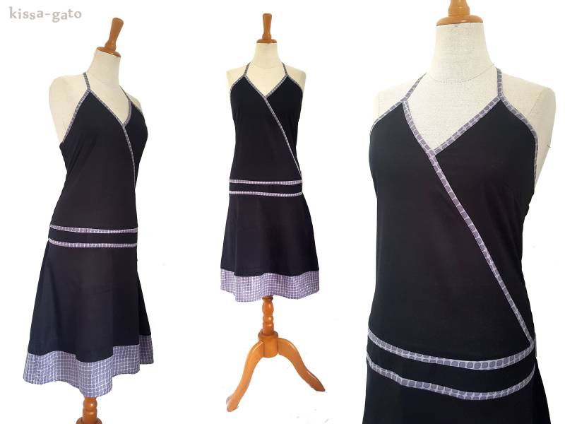 Sommerkleid Neckholderkleid Kleid Schwarz Grau Knielang Kissagato Neckholder S M L Xl von kissagato