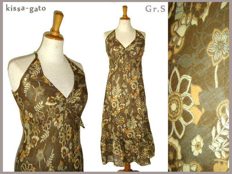 Sommerkleid Sofia Kleid Hellbraun Transparent Neckholder Trägerkleid Kissagato S von kissagato