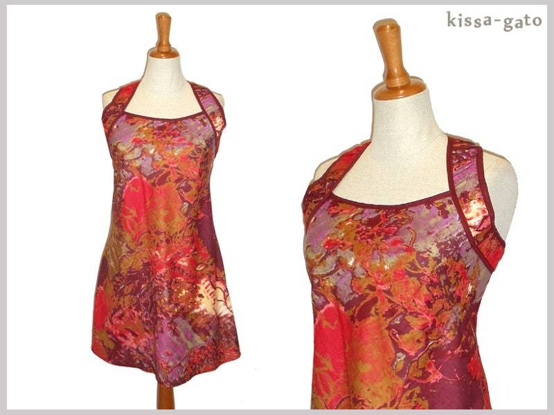 Tunika Kleid Laisa Batik Dunkelrot Rot Kissagato Top S M L Xl Oberteil von kissagato