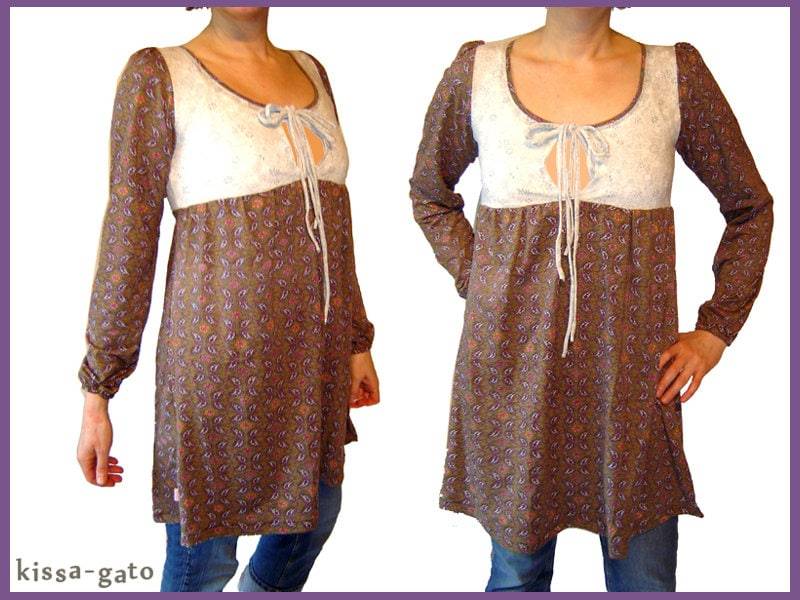 Tunika Nessi Minikleid Longshirt Kleid Schlamm Weiß Kissagato S M L Xl Shirt von kissagato