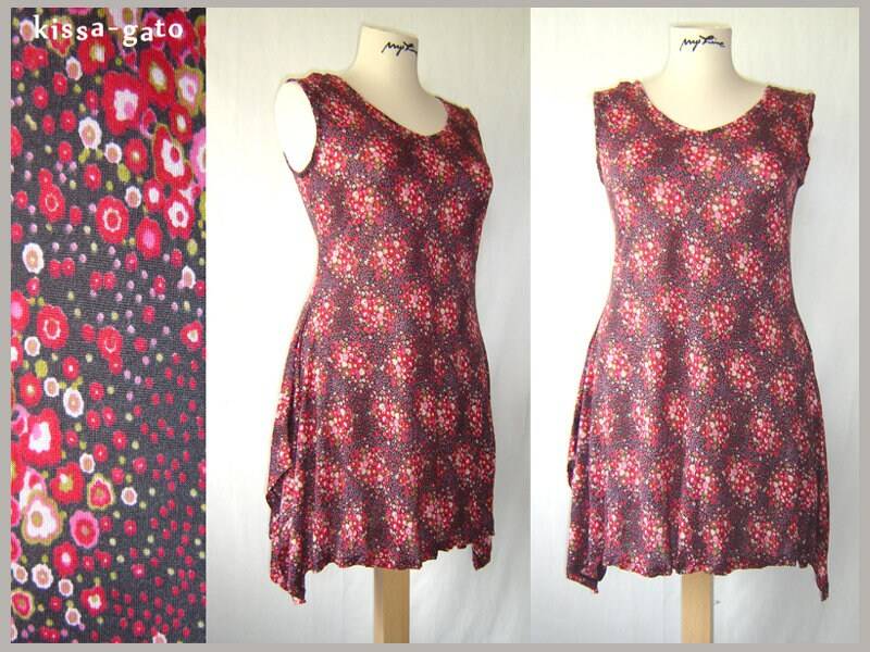 Tunika Siba Kleid Longshirt Pink Grau Blumen Lagenlook Shirt Kissagato L Xl von kissagato