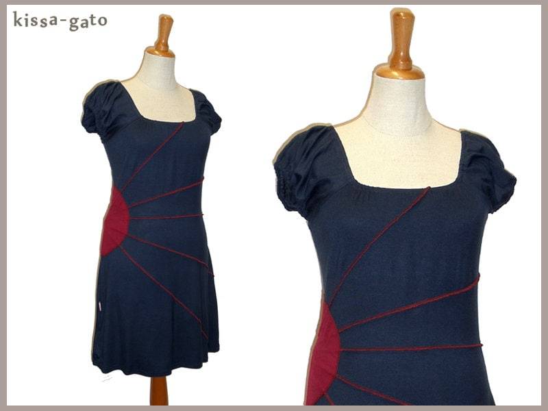 Tunika Sun Longshirt Minikleid Kleid Dunkelblau Blau Rot Kissagato S M L Xl von kissagato