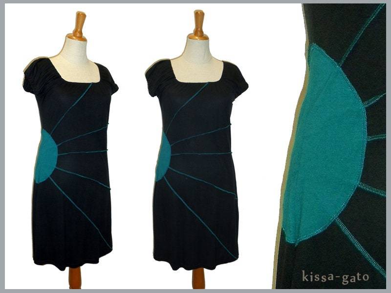Tunika Sun Longshirt Minikleid Kleid Schwarz Türkis Petrol Kissagato S M L Xl von kissagato