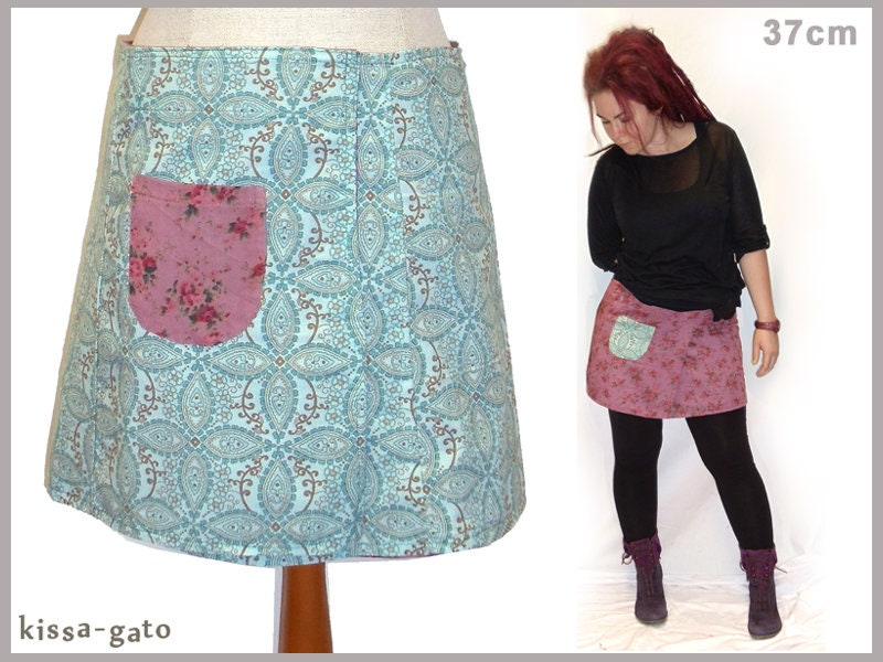 Wenderock Lisi 37cm Wickelrock Klett Kissagato Rock Altrosa Mint Türkis S M L von kissagato