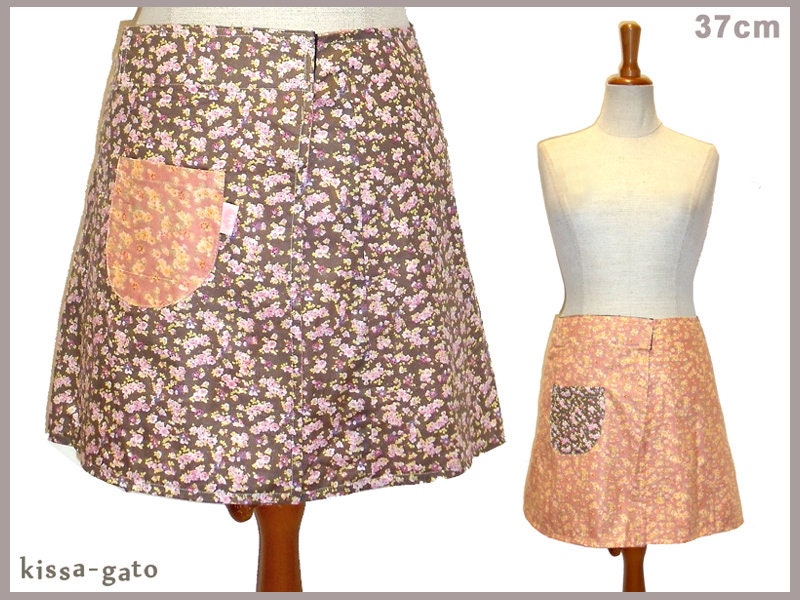 Wenderock Lisi 37cm Wickelrock Klett Kissagato Rock Altrosa Taupe Streublümchen S M L von kissagato