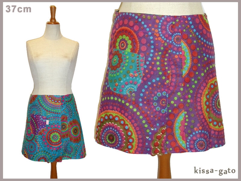 Wenderock Lisi 37cm Wickelrock Klett Kissagato Rock Petrol Lila Konfetti Bunt M L von kissagato