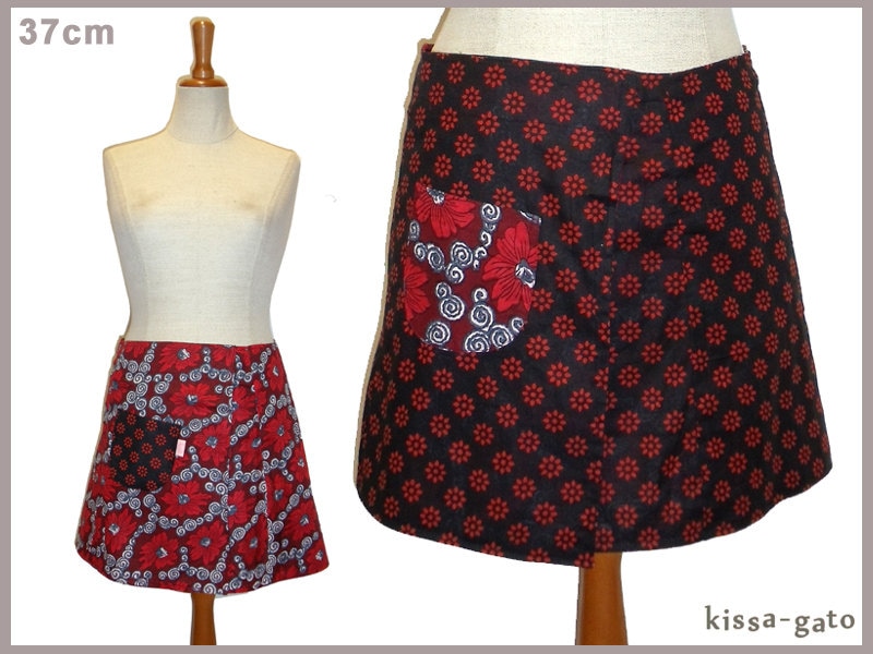 Wenderock Lisi 37cm Wickelrock Klett Kissagato Schwarz Rot Rock M L von kissagato