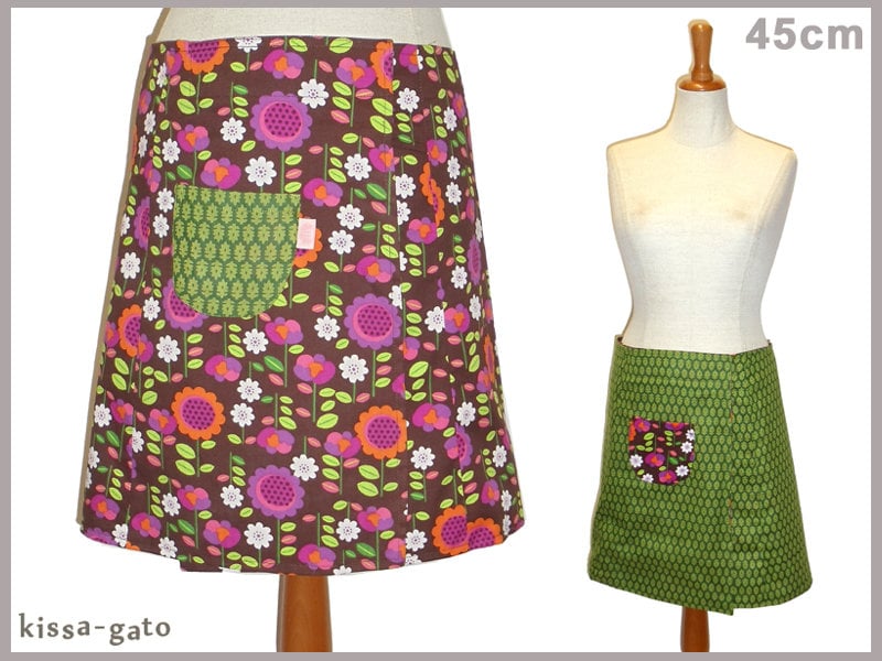 Wenderock Lisi 45cm Wickelrock Klett Kissagato Rock Blumen Bunt Grün Braun S M L von kissagato