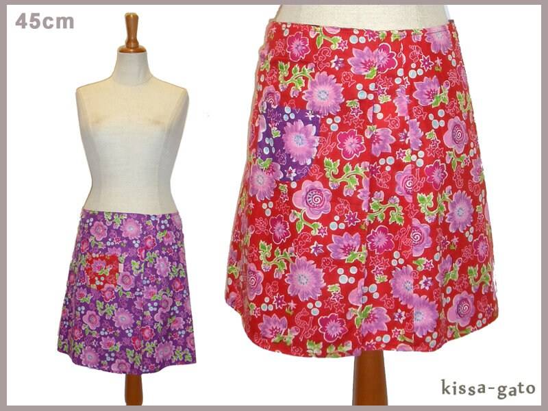Wenderock Lisi 45cm Wickelrock Klett Kissagato Rock Rot Lila Blumen S M L von kissagato