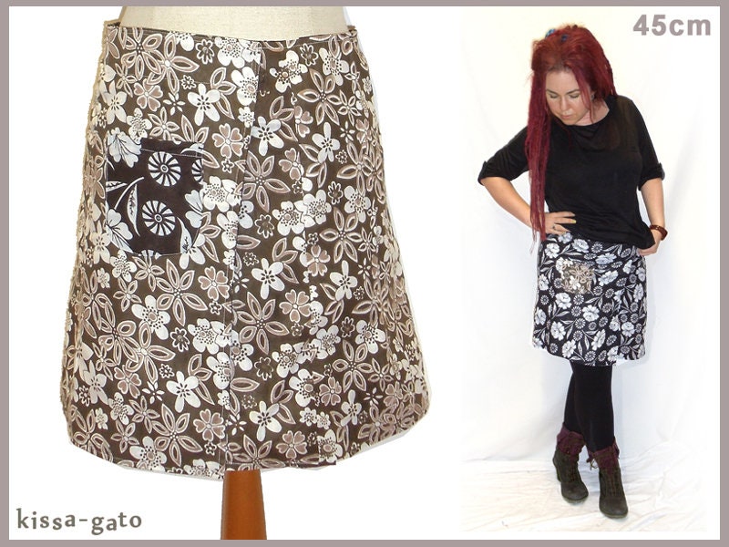 Wenderock Lisi 45cm Wickelrock Klett Kissagato Rock Schwarz Braun S M L von kissagato