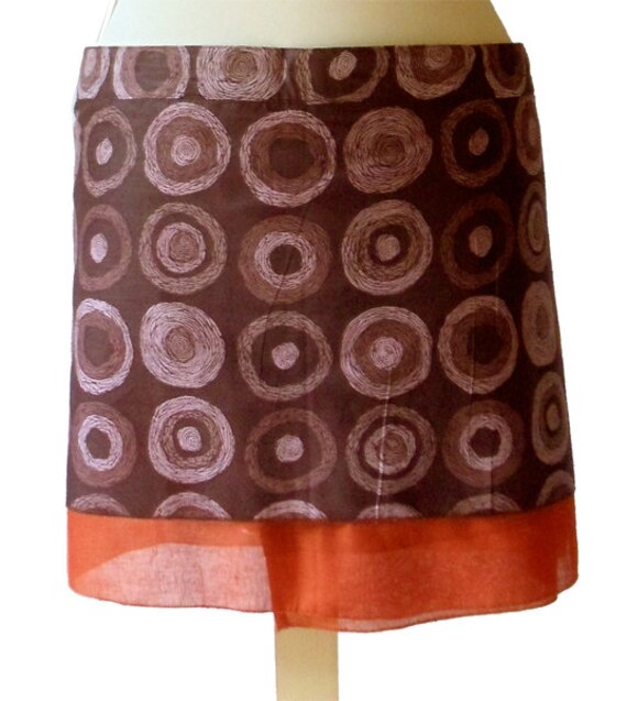 Wickelrock Kringel Rock Gerade Braun Rost Orange Kissagato Minirock Kreise L Xl von kissagato