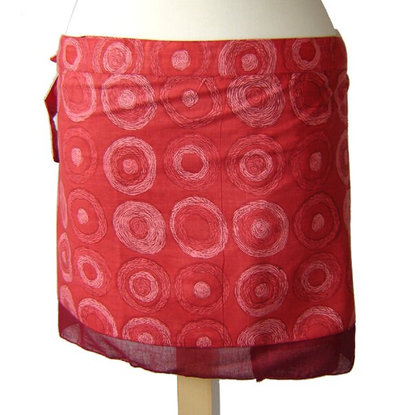 Wickelrock Kringel Rock Gerade Rot Dunkelrot Kissagato Minirock Kreise L Xl von kissagato