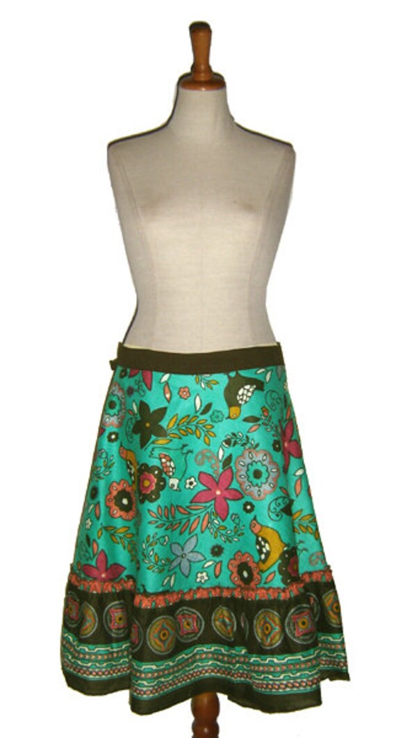 Wickelrock Rock Piepa Türkis Braun Grün S Bis Xl Kissagato Tellerrock Smaragd von kissagato