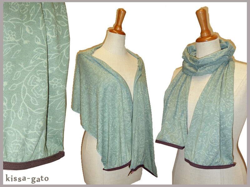 stola Schal Blockprint Mint Türkis Aubergine Lila Kissagato Tuch von kissagato
