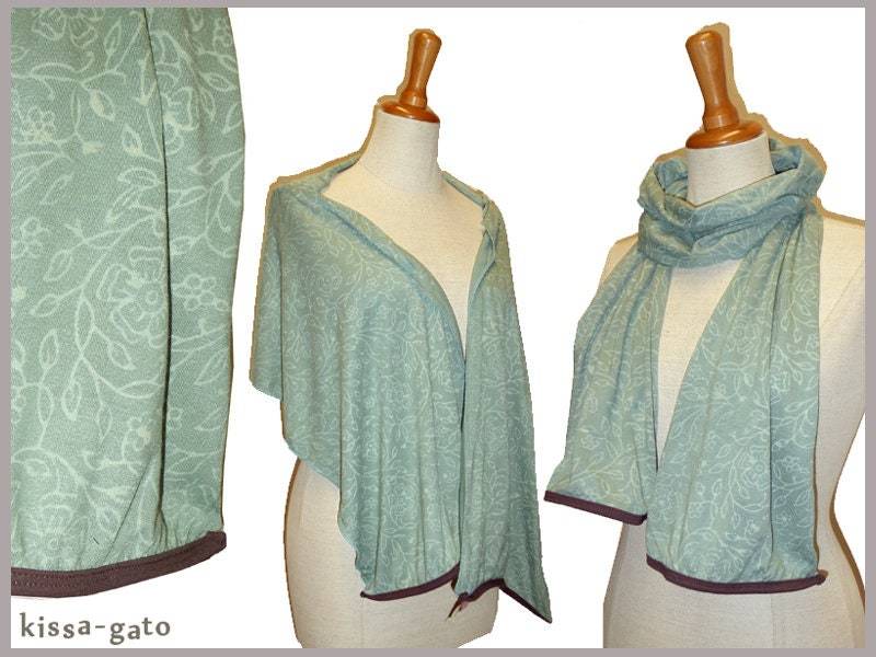stola Schal Blockprint Mint Türkis Aubergine Lila Kissagato Tuch von kissagato
