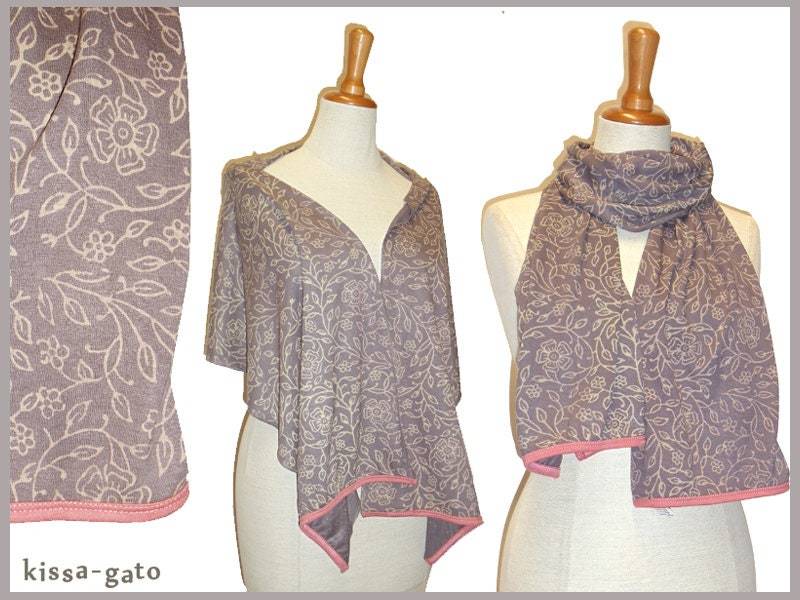 stola Schal Blockprint Taupe Grau Altrosa Rosa Kissagato Tuch von kissagato