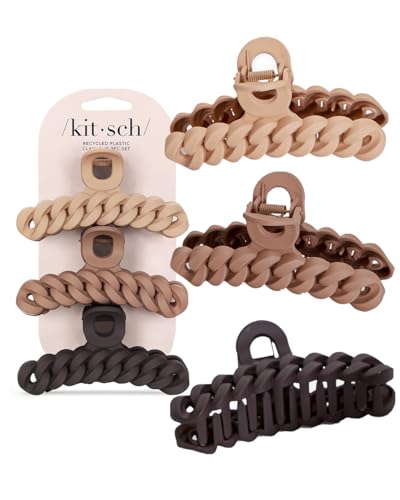 Kitsch Kettenkrallenclips für Frauen, Klauenclips für Haare, große Haarklammern für dickes Haar, große Krallen-Haarspange, große Haarspangen für Frauen, Haarschmuck für Frauen, 3 Stück (neutral) von Kitsch