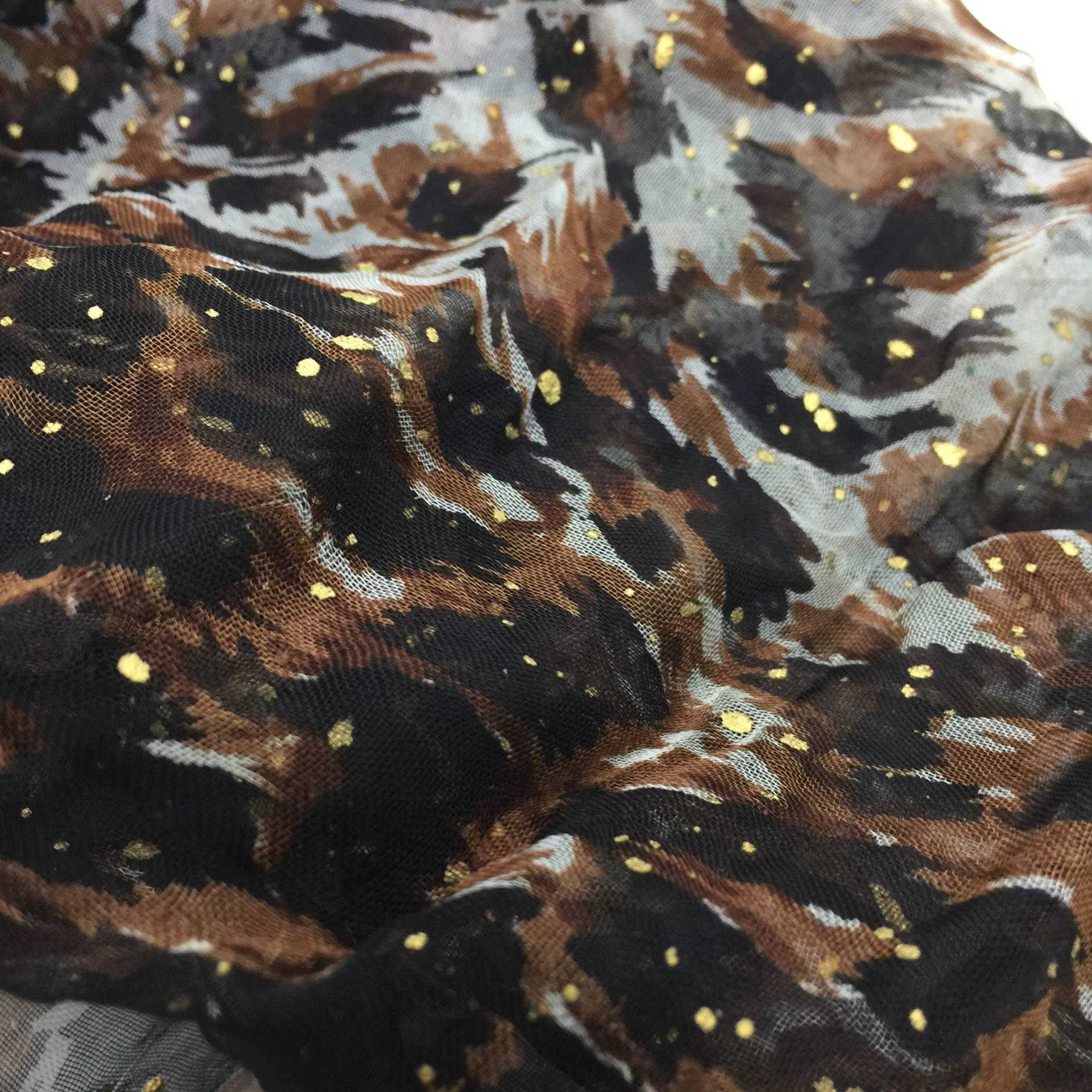 Langer Vintage 1990 Leopard Print Schal Mit Gold Fleck Splatter von kitschbitchvintage