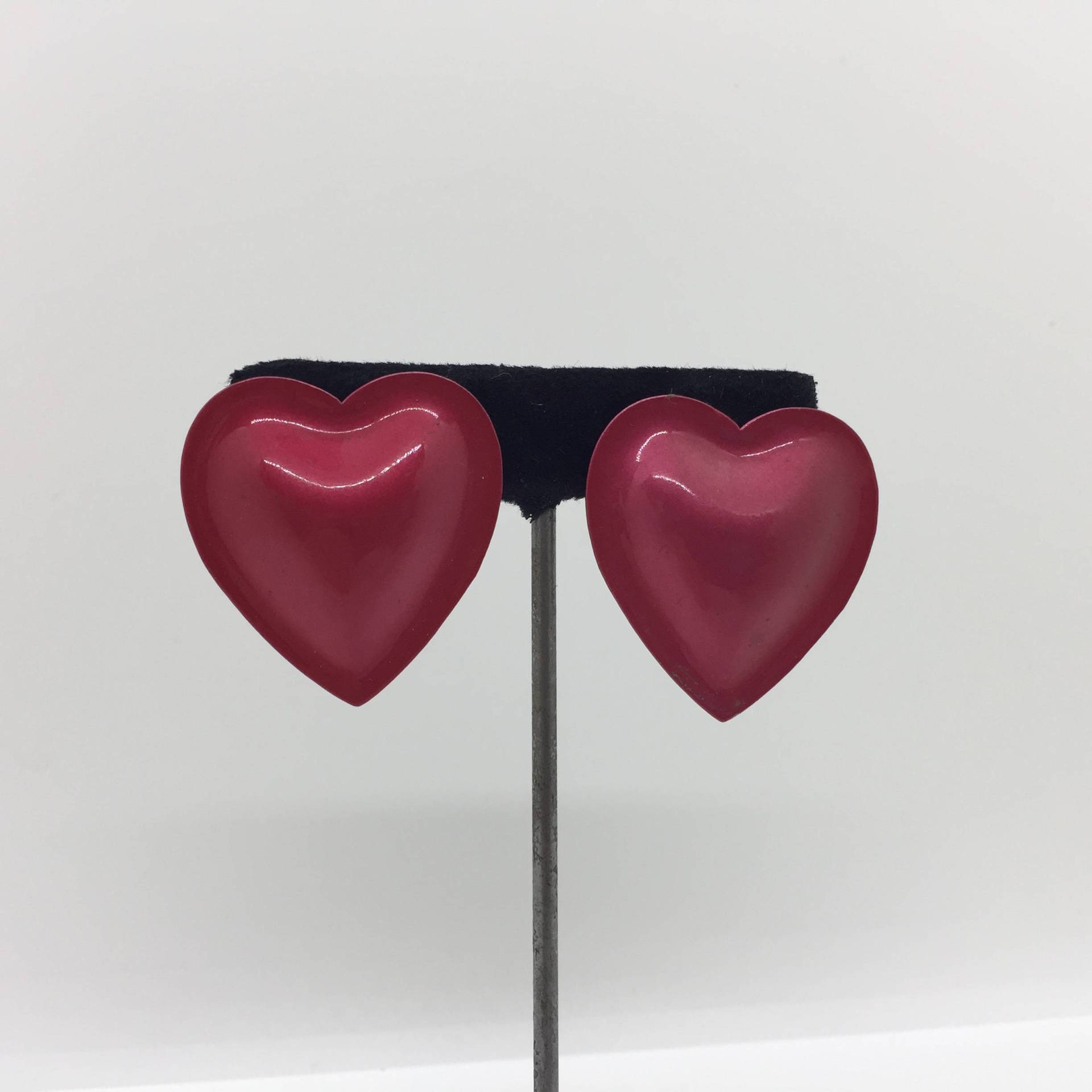 Lipstick Rot Vintage Herz Metallohrringe von kitschbitchvintage