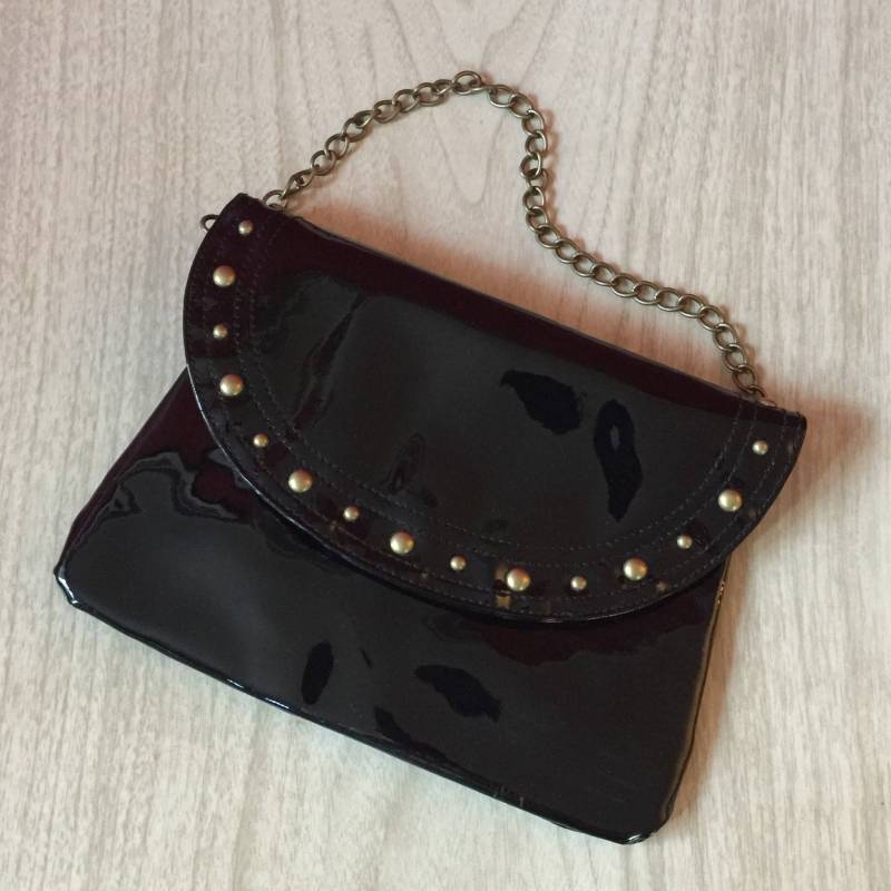 Nos Nieten Schwarze Vinyl Clutch Geldbörse Vintage 1990S/00S Era von kitschbitchvintage