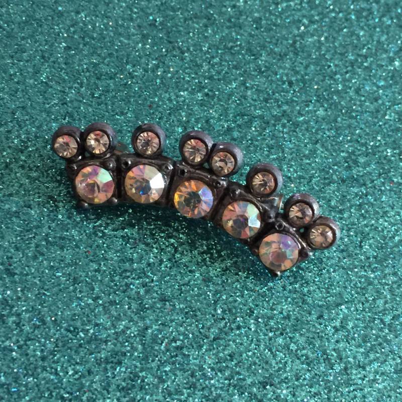 Vintage Aurora Borealis & Klare Strass Topf Metall Brosche von kitschbitchvintage