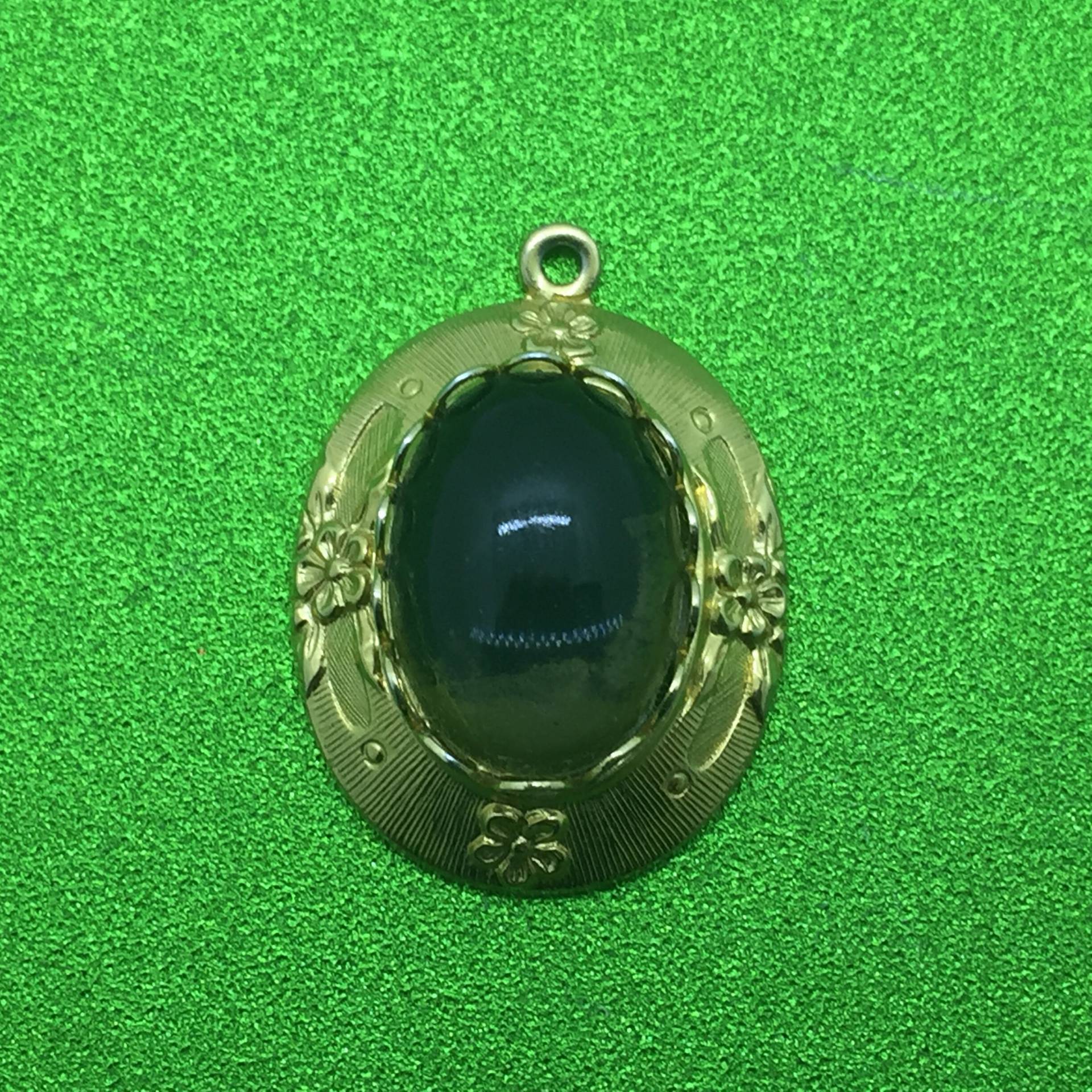 Vintage Halsketten-Anhänger ~ Gold Floral Setting & Stein Center von kitschbitchvintage