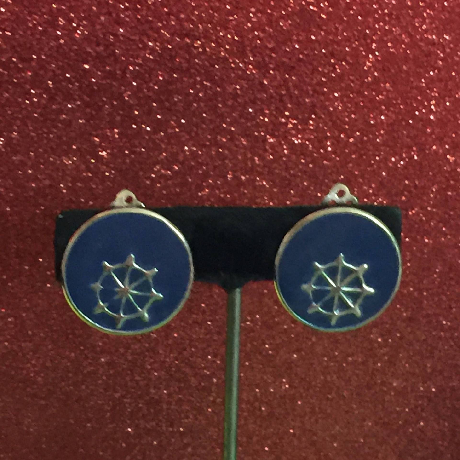 Vintage Schiffsrad Ohrclips ~ Navy Blaue Emaille von kitschbitchvintage