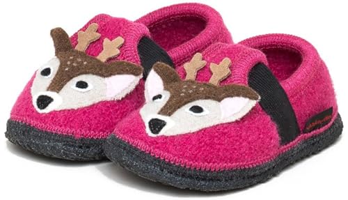 kitz-pichler Bobby Reh Kinder-Hausschuh für Jungen & Mädchen aus 100% Schurwolle Raspberry, 34 von kitz-pichler