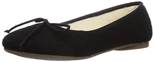kitz-pichler Damen Ballerina Hausschuhe aus 100% Schurwolle Schwarz, 38 von kitz-pichler