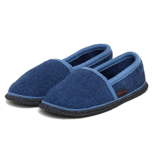 kitz-pichler Filz-Hausschuh Zams für Damen & Herren | Aus hauseigenem Walkstoff mit Filz-Latex-Sohle - Leichter & geschlossener Hausschuh Made in Tirol Ink Blue/Atlantic | 39 von kitz-pichler