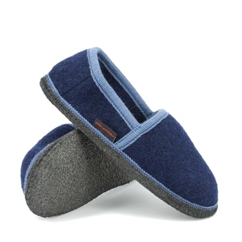 kitz-pichler Filz-Hausschuh Zams für Damen & Herren | Pantoffel aus 100% Schurwolle Ink Blue/atlantic, 43 von kitz-pichler