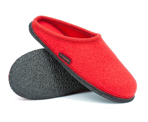 kitz-pichler Filz-Hausschuh Grainau aus 100% Schurwolle - Damen & Herren Pantoffel Rubin, 38 von kitz-pichler