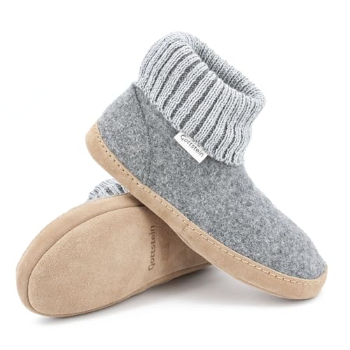 Gottstein Hüttenschuh Dakota aus 100% Schurwolle - Filz-Hausschuh für Damen & Herren Grey, 41 von Gottstein