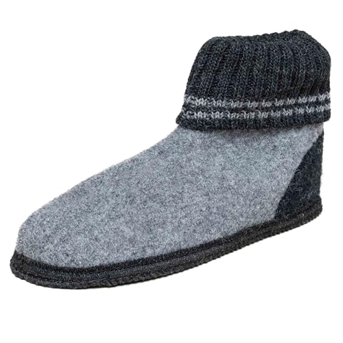 kitz-pichler Hüttenschuh MV Kauns - Filzhausschuh für Damen & Herren aus 100% Schurwolle Graumele/kohle, 37 von kitz-pichler