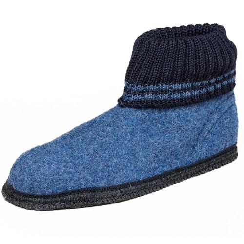 kitz-pichler Hüttenschuh MV Kauns - Filzhausschuh für Damen & Herren aus 100% Schurwolle Jeansblau/nachtblau, 43 von kitz-pichler