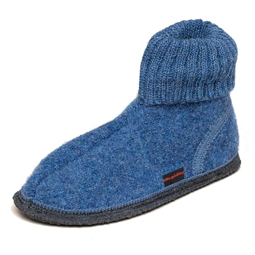 kitz-pichler Hüttenschuh Ötz - Filzhausschuh für Damen & Herren | Aus Reiner Schur-Wolle - hochwertige Sohle aus Filz - geschlossene Walkstoff Schuhe Jeansblau | 38 von kitz-pichler