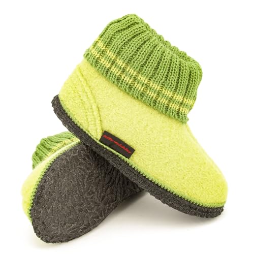 kitz-pichler Hüttenschuh Ötz Kids - Hoher Hausschuh für Kinder | aus 100% Schurwolle Jasmin, 32 von kitz-pichler