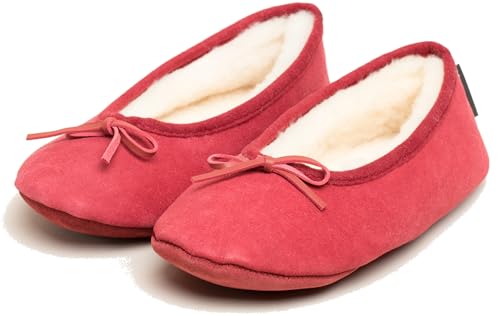 kitz-pichler Lammfell-Ballerina Sabrina für Damen | Hausschuh mit echtem Lammfell-Futter - gemütliche Ledersohle | Warme Lammfell-Slipper Cherry | 37 von kitz-pichler