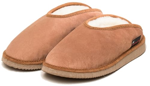 kitz-pichler Lammfell-Hausschuh Fatima für Damen & Herren | Pantoffel mit echtem Lammfell-Futter - Laufen wie auf Wolken | Warme Lammfell-Slipper Braun | 39 von kitz-pichler