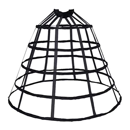 kivie Damen Petticoat 5 Reifen Crinoline Hochzeitskleider Unterrock Bustle Cage Halloween Krinoline Pannier Band Rock Treiben Käfig (schwarz) von kivie