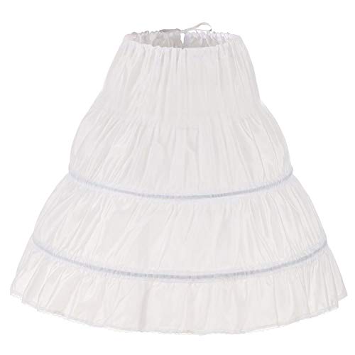 kivie Kinder Reifrock A Linie 3 Ringe Petticoat Unterrock Mädchen Lang Prinzessin Kleid Halb Slip (Weiß, Länge 45 cm-2 Reifen) von kivie