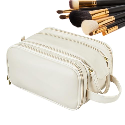 Make-up-Tasche, Reise-Make-up-Tasche, tragbarer Organizer, tragbar, wasserdicht, Kosmetiktasche, Make-up-Tasche, Aufbewahrungs-Organizer für Hautpflegeprodukte, Pinsel, beige, Refer to von kivrimlarv