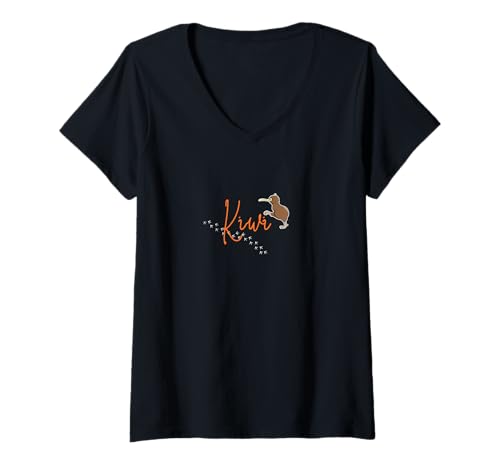 Damen Kiwi aus Neuseeland T-Shirt mit V-Ausschnitt Damen Kiwi aus Neuseeland T-Shirt mit V-Ausschnitt von kiwi bird kiwi fruit ratite maori new zealand