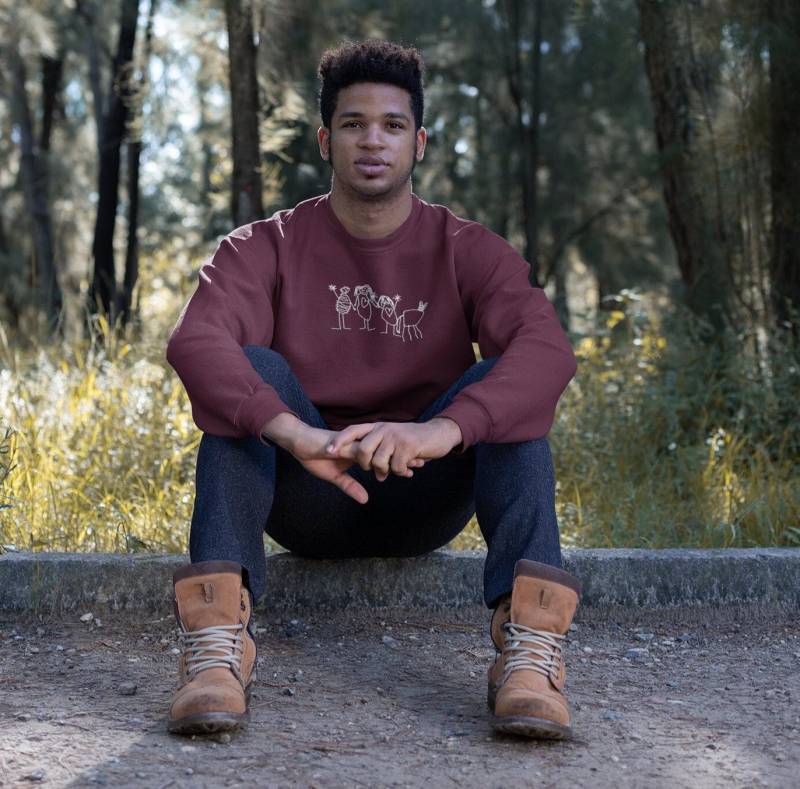 Kinderzeichnung Sweatshirt , Personalisierter Unisex Bio-Baumwoll Sweater, Aufgedrucktes Motiv, Kinderkunst von kiwiundknoedel