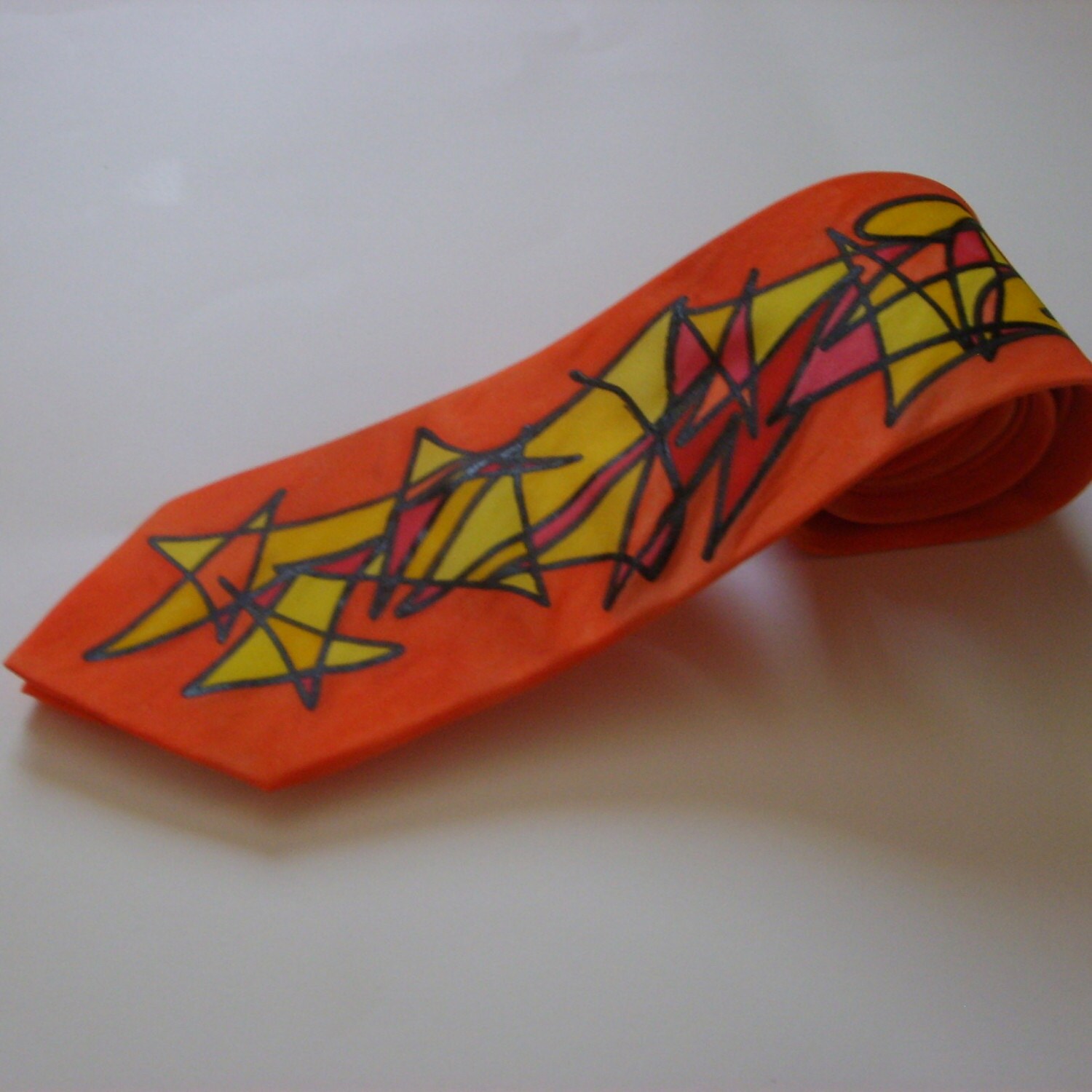 Scribble Krawatte - Orange Scribble Krawatte - Orange von kjmSILKS